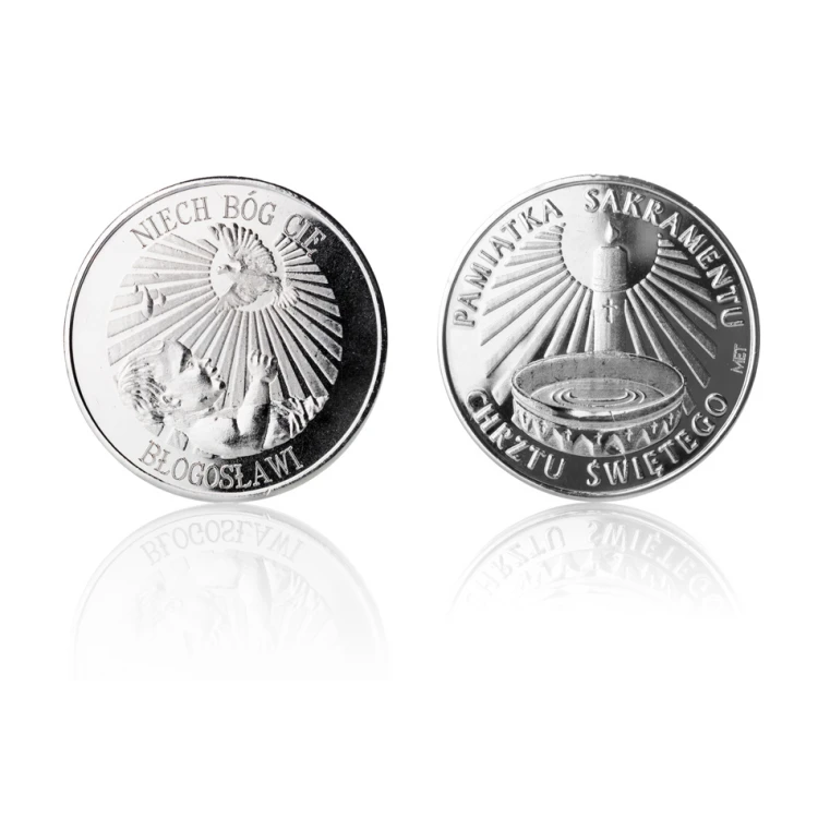 Silver-plated Coin - God Bless You - Holy Baptism Souvenir - MON016
