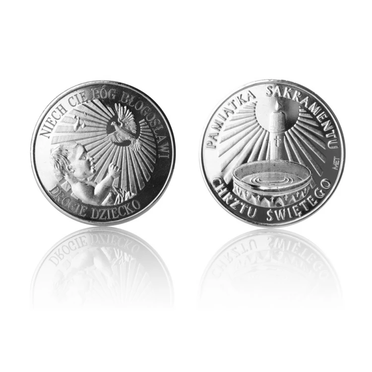Silver-plated Coin - God Bless You - Holy Baptism Souvenir - MON016