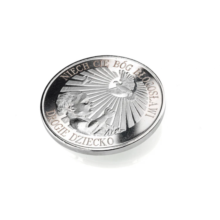 Silver-plated Coin - God Bless You - Holy Baptism Souvenir - MON016