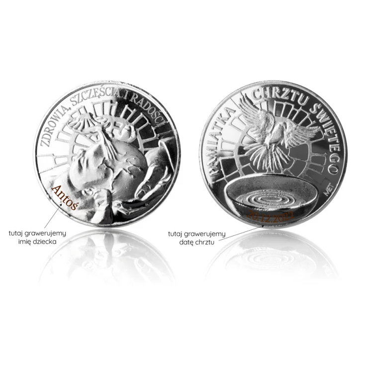 Silver-plated Coin - Happiness, Health and Joy - Holy Baptism Souvenir - MON013