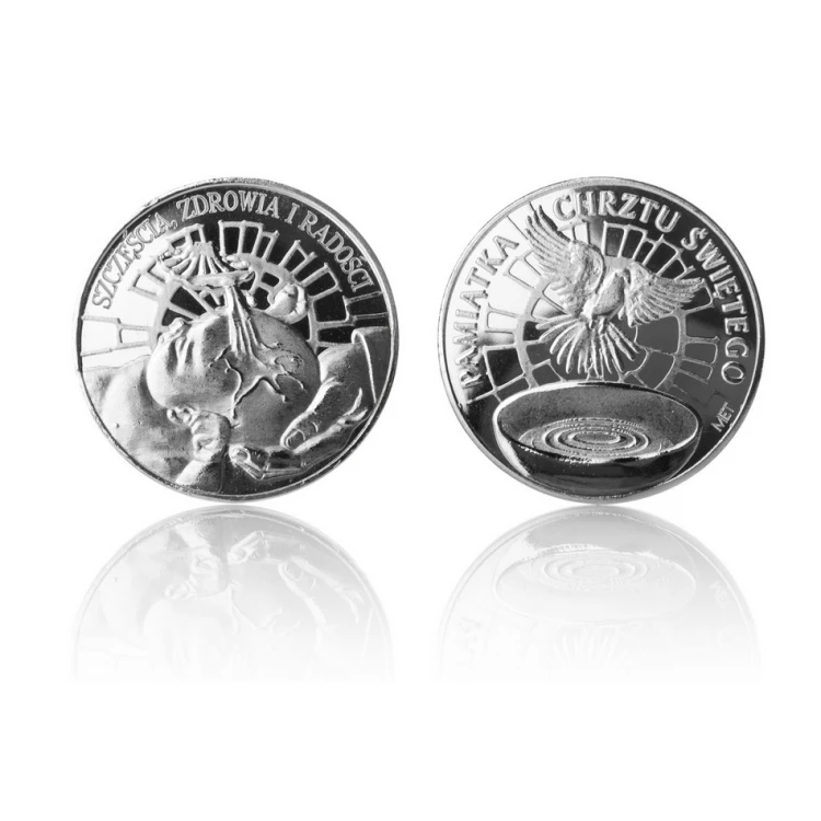 Silver-plated Coin - Happiness, Health and Joy - Holy Baptism Souvenir - MON013