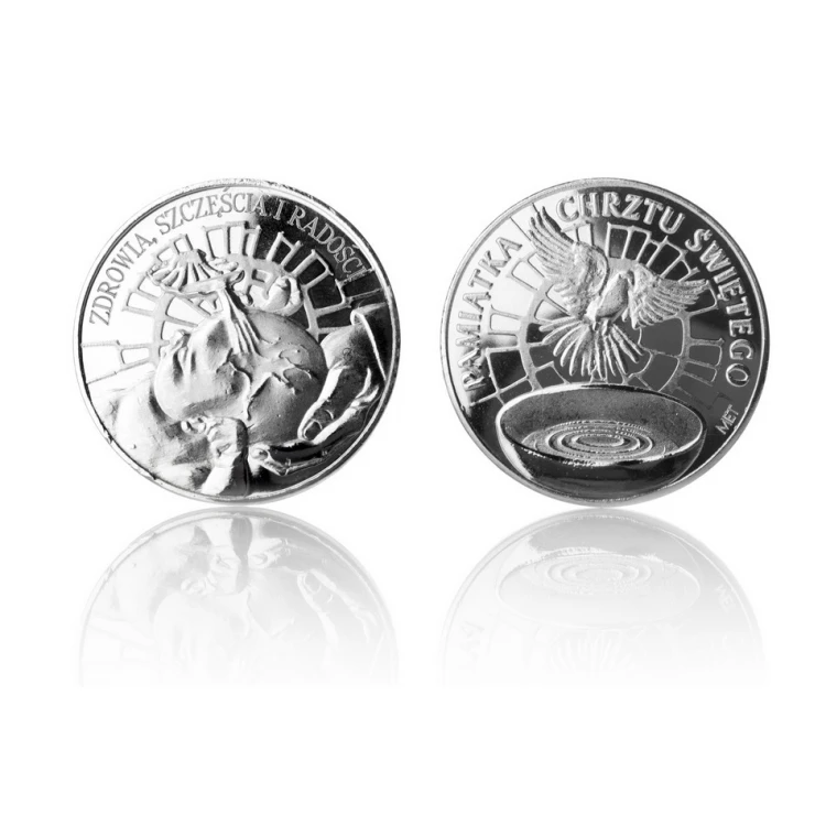 Silver-plated Coin - Happiness, Health and Joy - Holy Baptism Souvenir - MON013