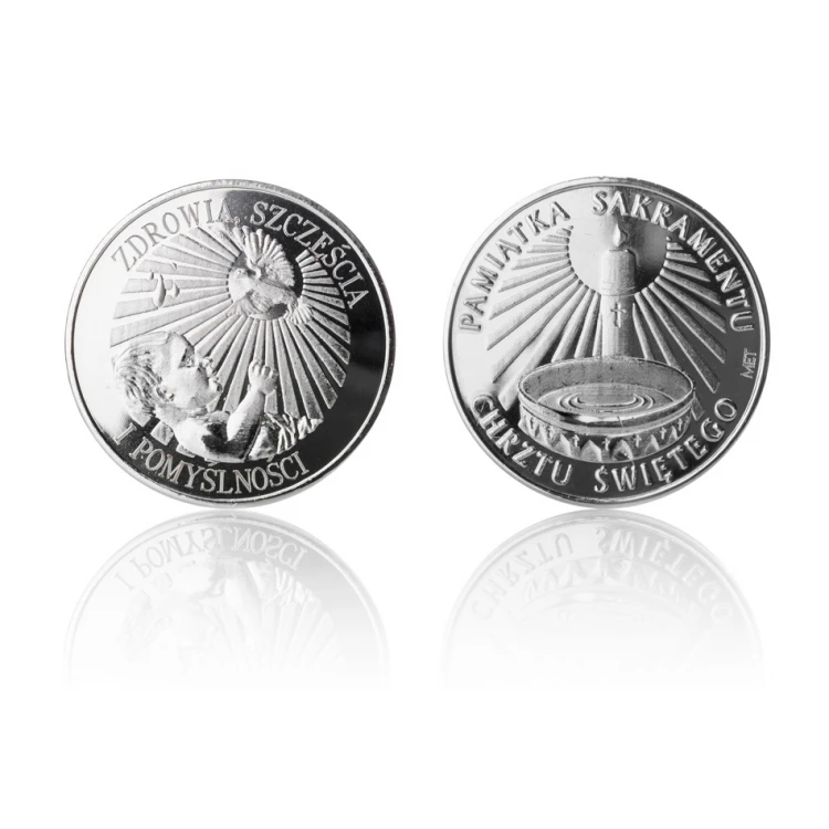 Silver-plated Coin - Health, Happiness and Prosperity - Holy Baptism Souvenir - MON015