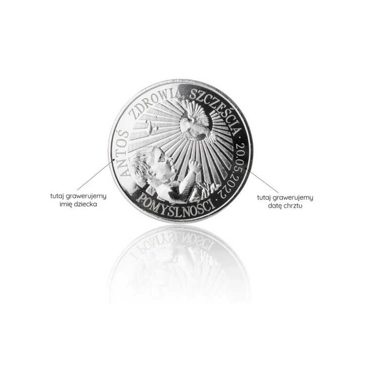 Silver-plated Coin - Health, Happiness and Prosperity - Holy Baptism Souvenir - MON015