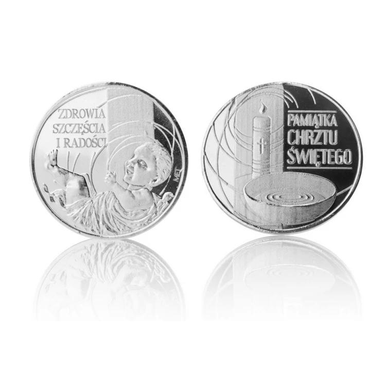 Silver-plated Coin - Health, Happiness and Joy - Holy Baptism Souvenir - MON031