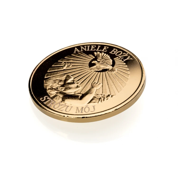 Gold-plated Coin - Guardian Angel of God - Holy Baptism Souvenir - MON018