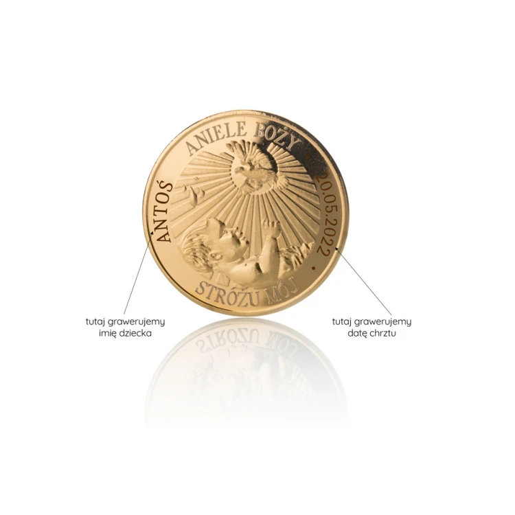 Gold-plated Coin - Guardian Angel of God - Holy Baptism Souvenir - MON018