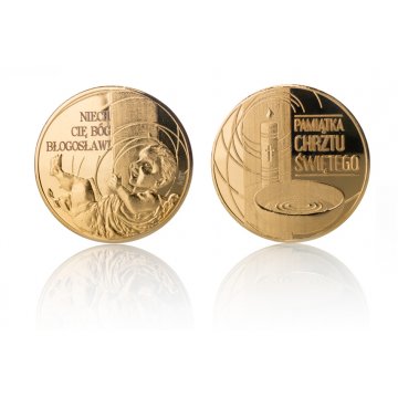 Gold-plated Coin - God Bless You - Holy Baptism Souvenir - MON020