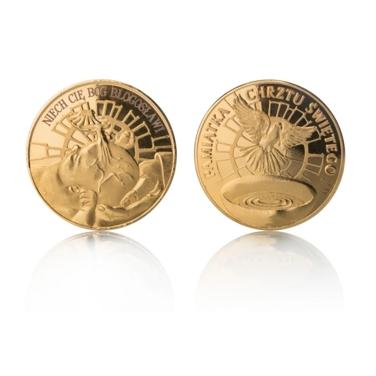Gold-plated Coin - God Bless You - Holy Baptism Souvenir - MON021