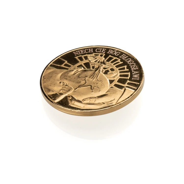 Gold-plated Coin - God Bless You - Holy Baptism Souvenir - MON021