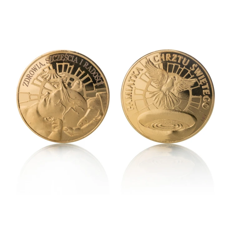 Gold-plated Coin - Health, Happiness and Joy - Holy Baptism Souvenir - MON017