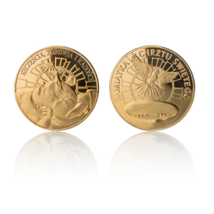 Gold-plated Coin - Health, Happiness and Joy - Holy Baptism Souvenir - MON017