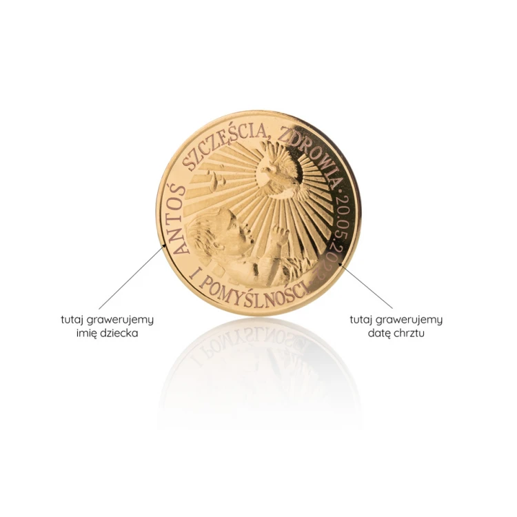 Gold-plated Coin - Health, Happiness and Prosperity - Holy Baptism Souvenir - MON023