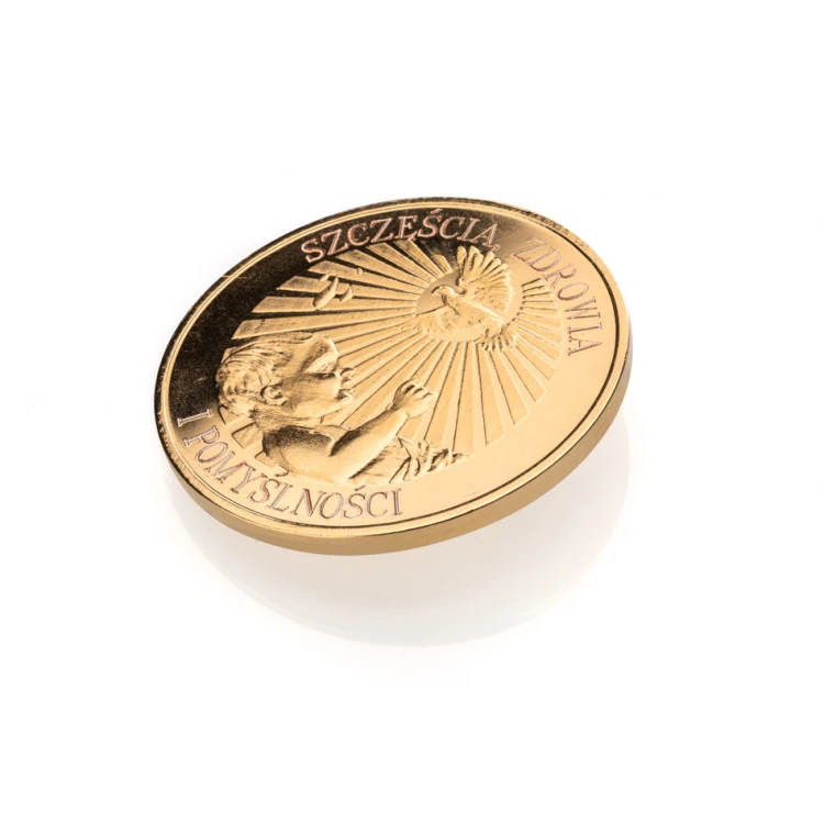 Gold-plated Coin - Health, Happiness and Prosperity - Holy Baptism Souvenir - MON023