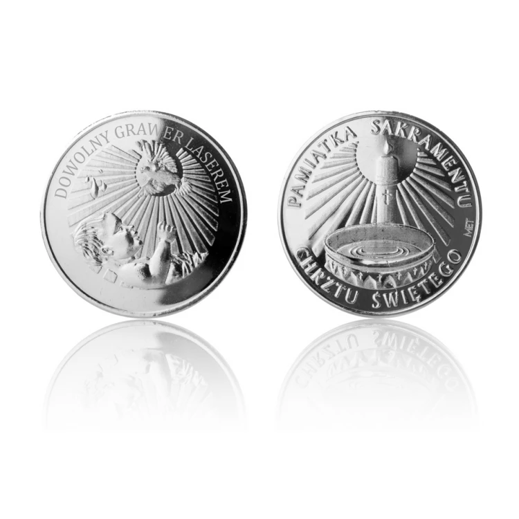 Dedicated Coin - Silver Plated - Holy Baptism Souvenir - MON006