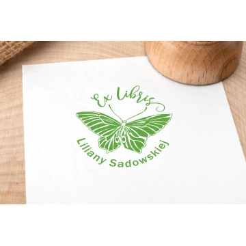 Ex Libris Stamp for Ink Imprinting - Butterfly - Handle Diameter 40mm - EX005