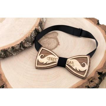 Wooden Bow Tie - Best Dad - Maple and Walnut Wood - MDR052