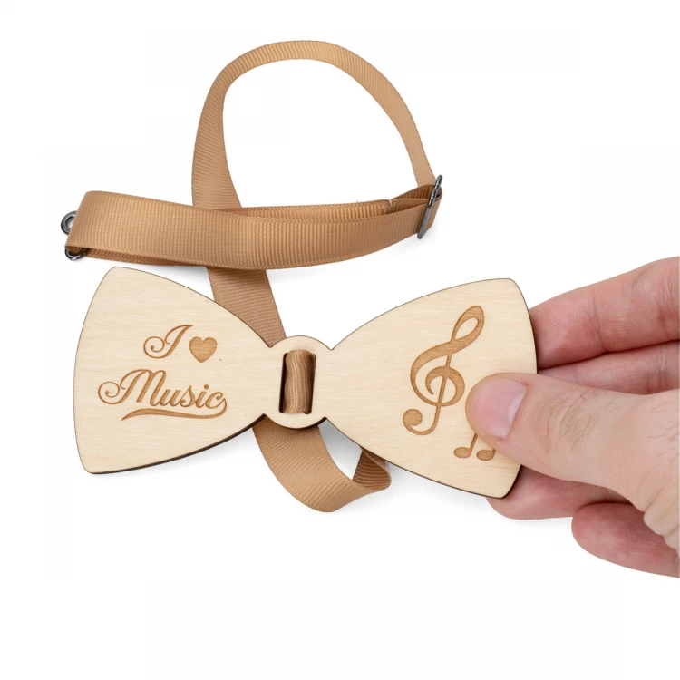 Wooden Bow Tie for Musician - Laser Cut and Engraved - MDR042