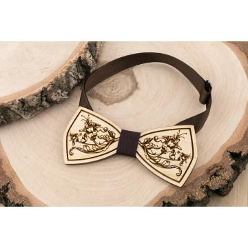 Wooden Bow Tie - Flower - Maple Wood - MDR057