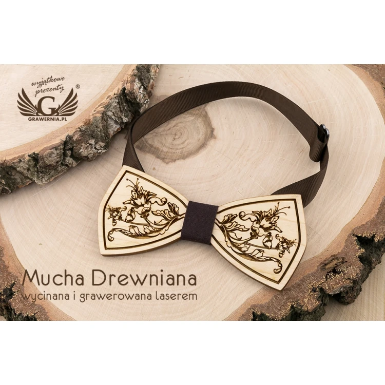 Wooden Bow Tie - Flower - Maple Wood - MDR057