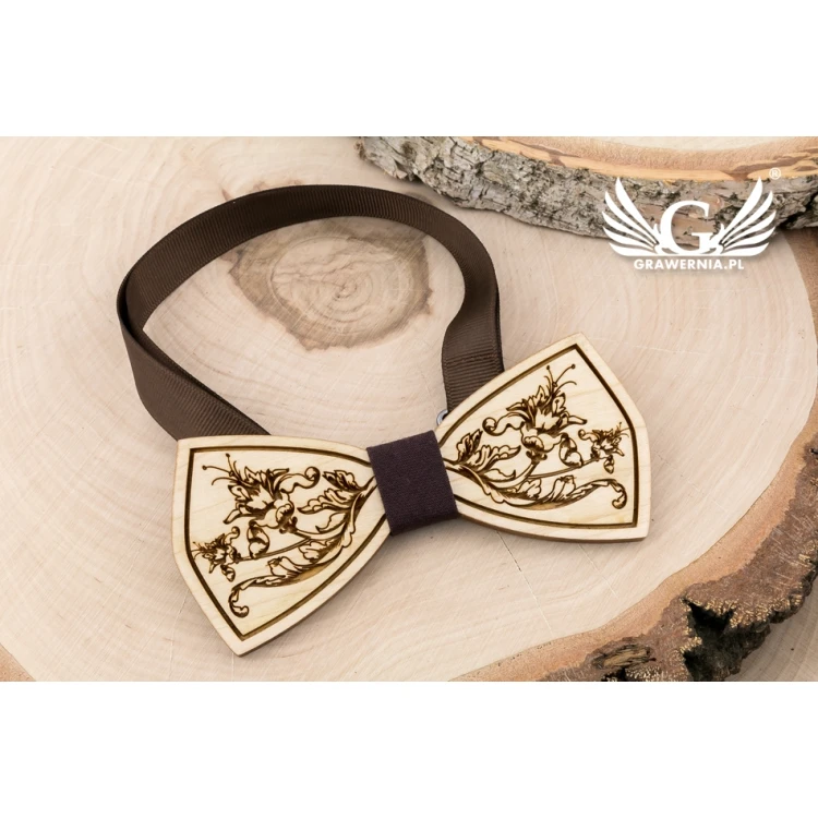 Wooden Bow Tie - Flower - Maple Wood - MDR057