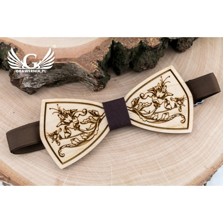 Wooden Bow Tie - Flower - Maple Wood - MDR057