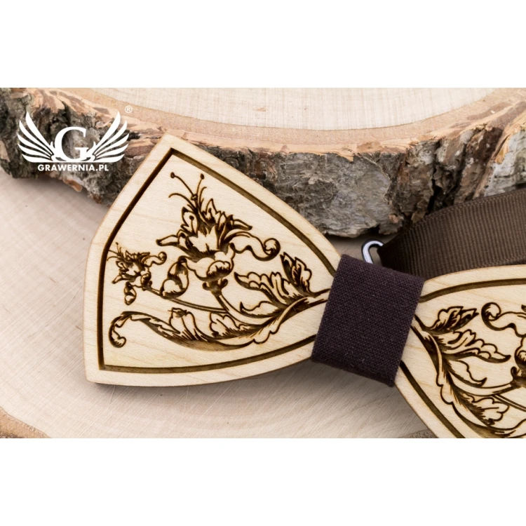 Wooden Bow Tie - Flower - Maple Wood - MDR057