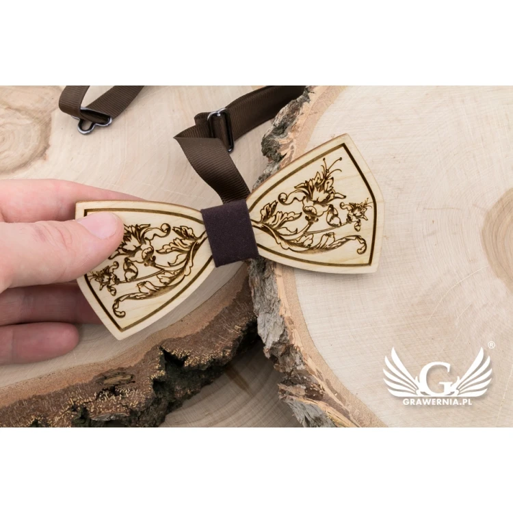 Wooden Bow Tie - Flower - Maple Wood - MDR057