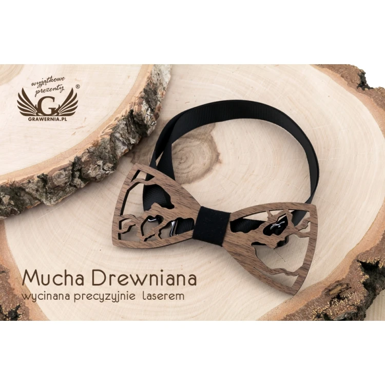 Wooden Bow Tie - Forest - Walnut Wood - MDR051
