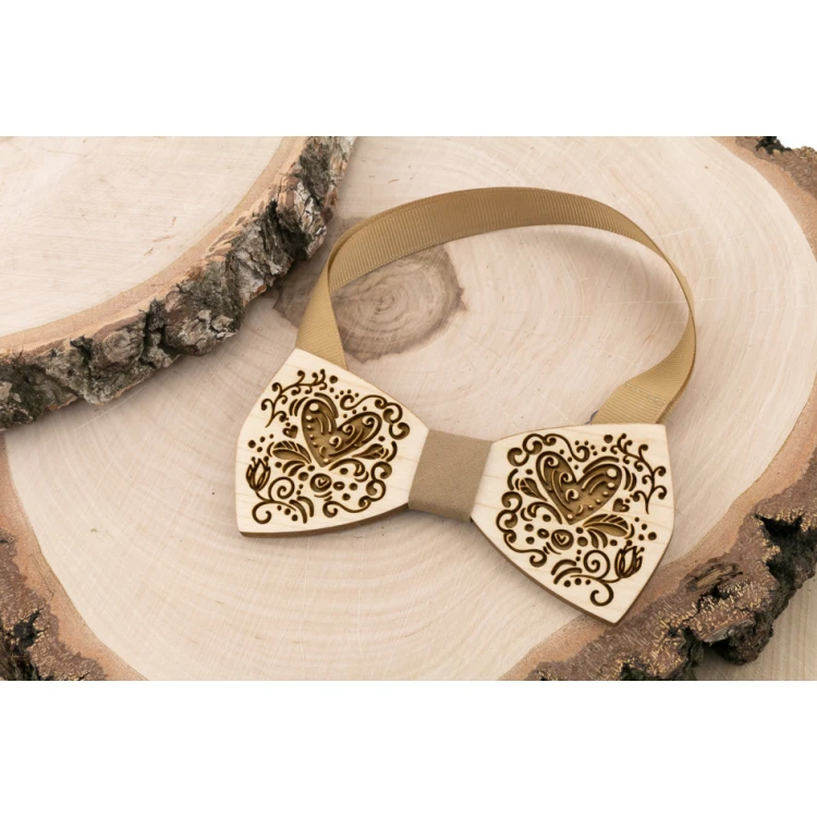 Wooden Bow Tie - Love - Maple Wood - MDR059