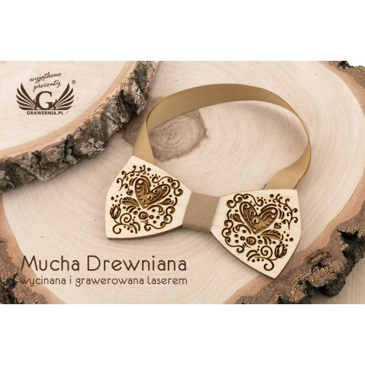 Wooden Bow Tie - Love - Maple Wood - MDR059