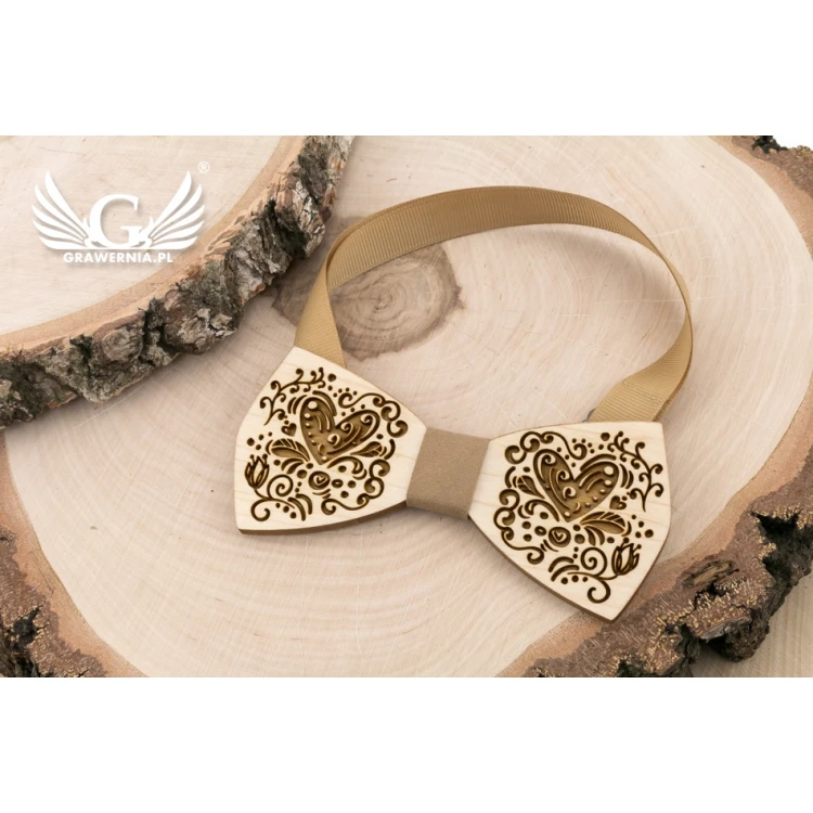 Wooden Bow Tie - Love - Maple Wood - MDR059
