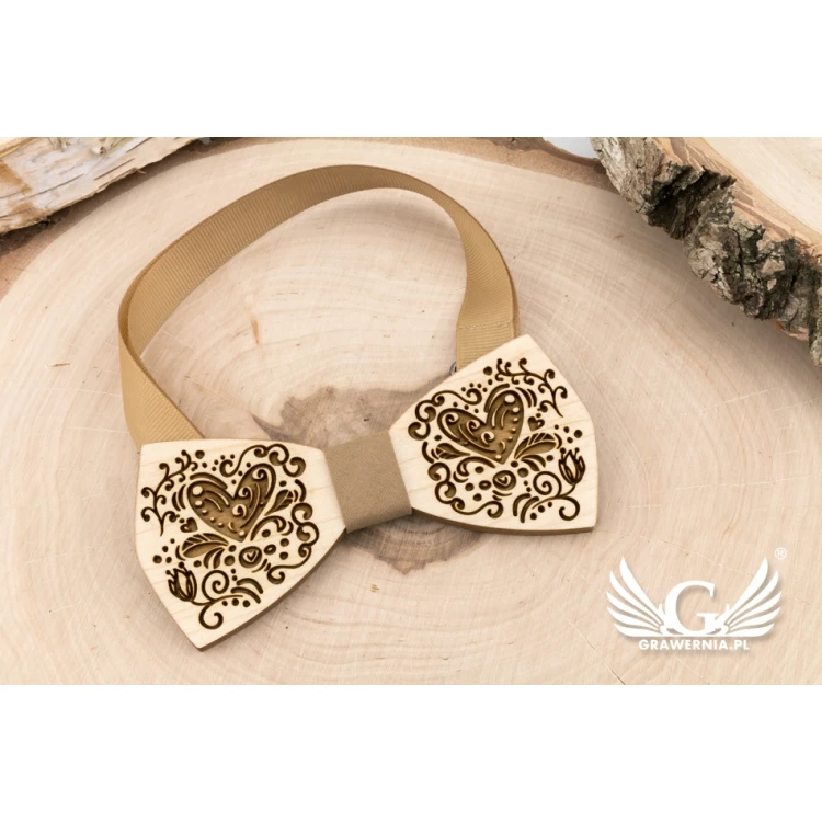 Wooden Bow Tie - Love - Maple Wood - MDR059