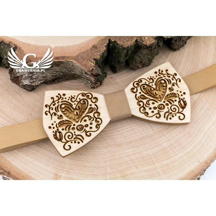 Wooden Bow Tie - Love - Maple Wood - MDR059