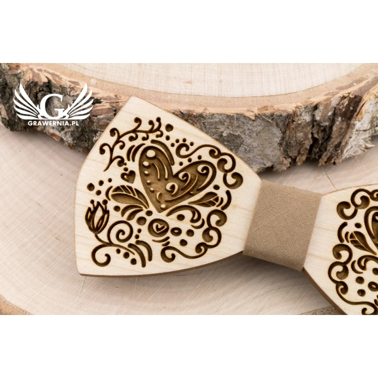 Wooden Bow Tie - Love - Maple Wood - MDR059