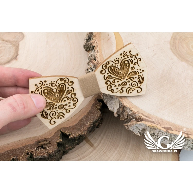 Wooden Bow Tie - Love - Maple Wood - MDR059