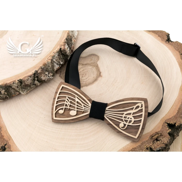 Wooden Bow Tie - Music - Maple and Walnut Wood - MDR053