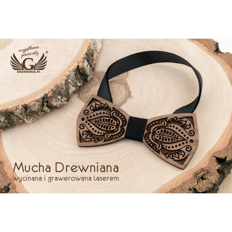 Wooden Bow Tie - Nature 2 - Walnut Wood - MDR061