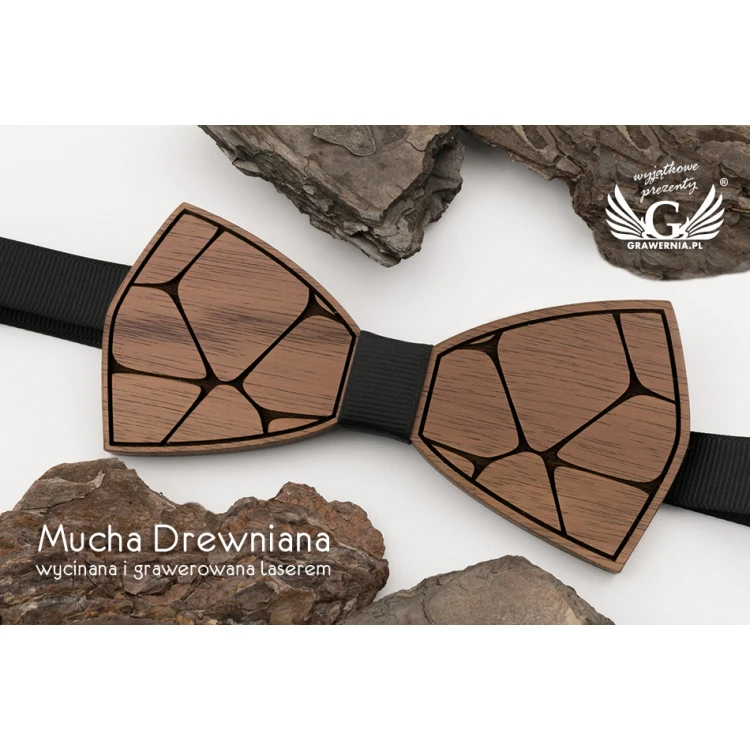 Wooden Bow Tie - Stone - Walnut Wood - MDR046