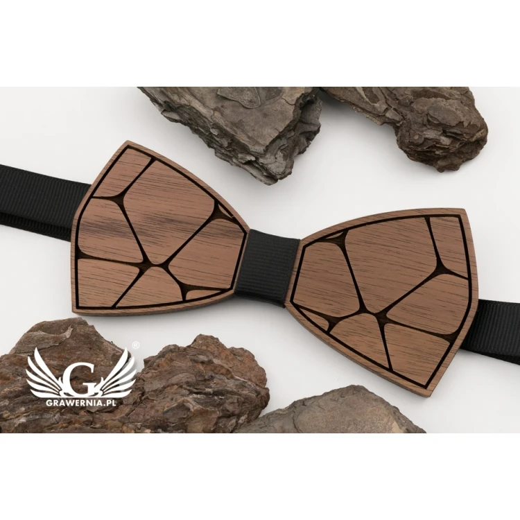 Wooden Bow Tie - Stone - Walnut Wood - MDR046