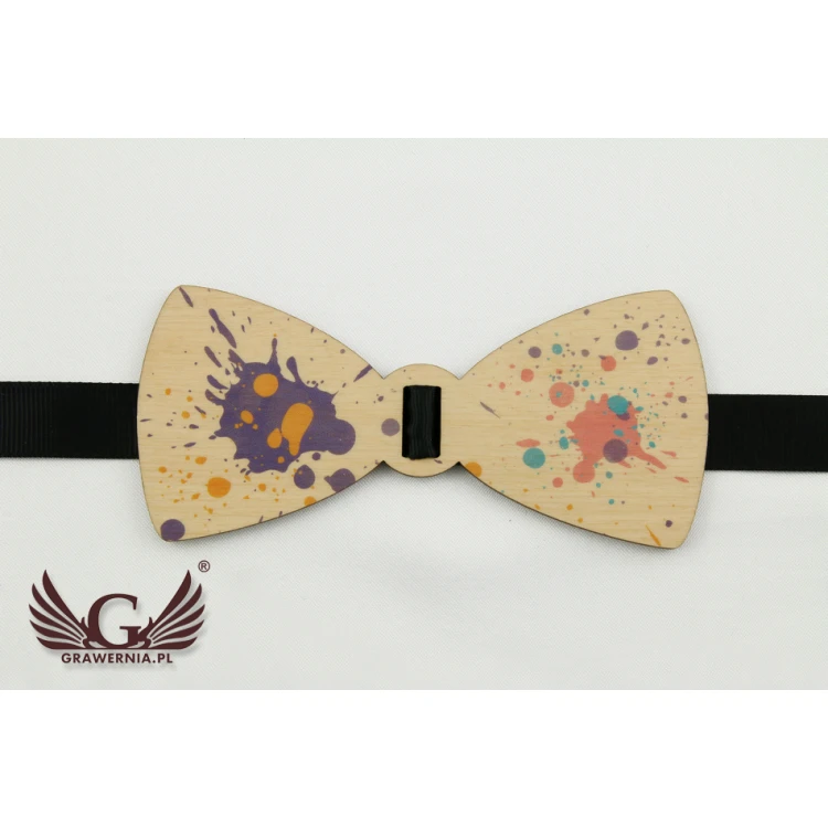 Wooden Bow Tie with Any Graphic - Colorful UV Print - MDR011