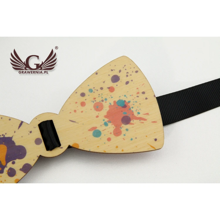 Wooden Bow Tie with Any Graphic - Colorful UV Print - MDR011