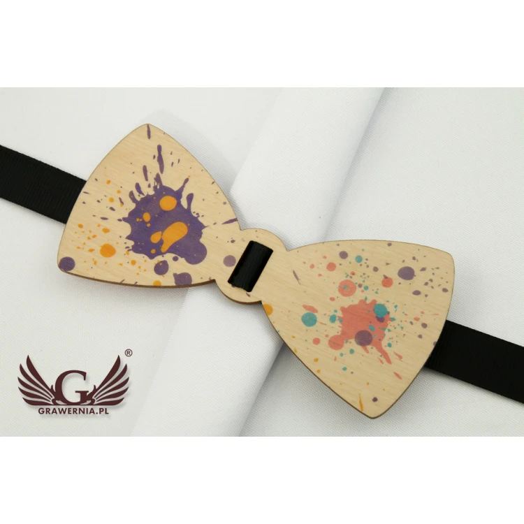 Wooden Bow Tie with Any Graphic - Colorful UV Print - MDR011