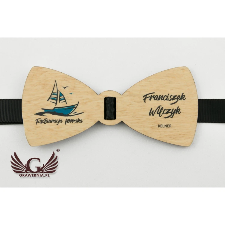Wooden Bow Tie ID Tag - UV Color Print - MDR002