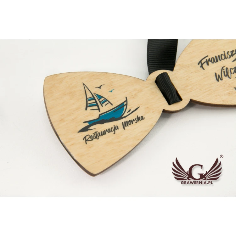 Wooden Bow Tie ID Tag - UV Color Print - MDR002
