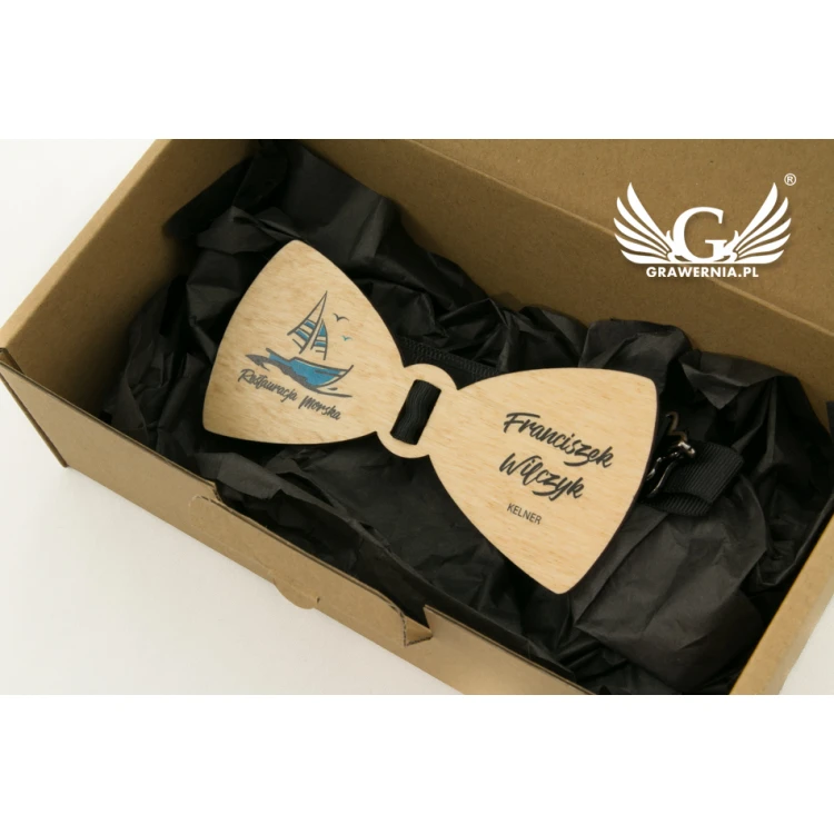 Wooden Bow Tie ID Tag - UV Color Print - MDR002