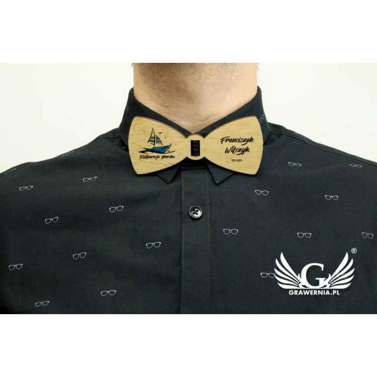 Wooden Bow Tie ID Tag - UV Color Print - MDR002