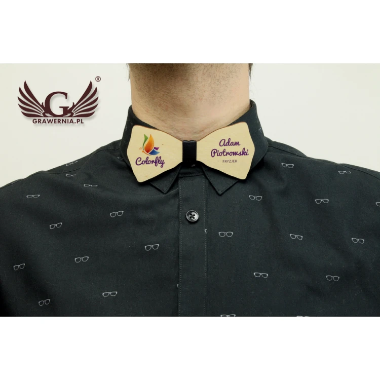 Wooden Bow Tie Identifier - UV Color Print - MDR001