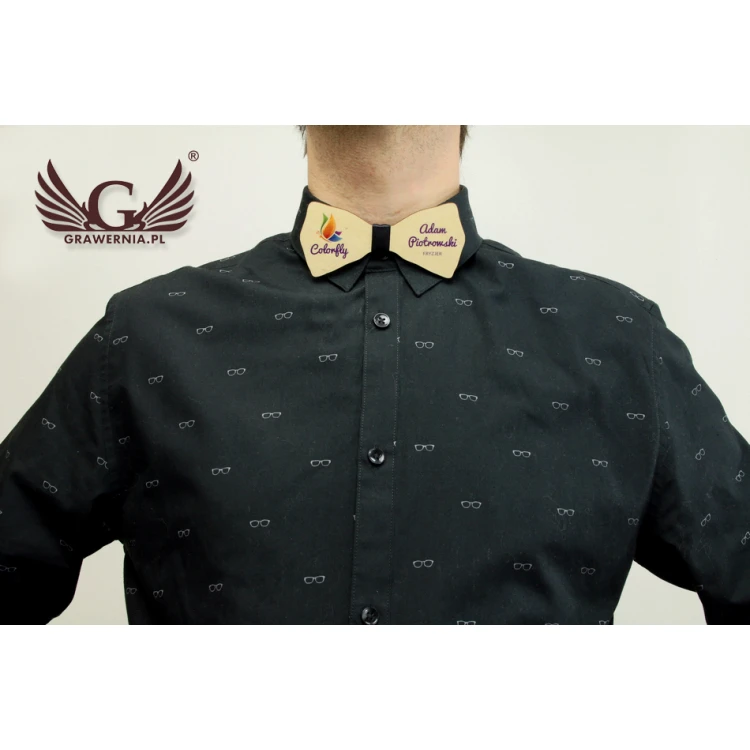 Wooden Bow Tie Identifier - UV Color Print - MDR001