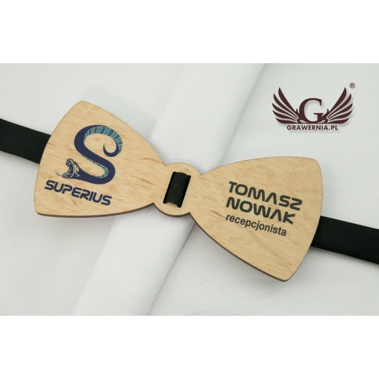 Wooden Bow Tie ID Tag - UV Color Print - MDR008